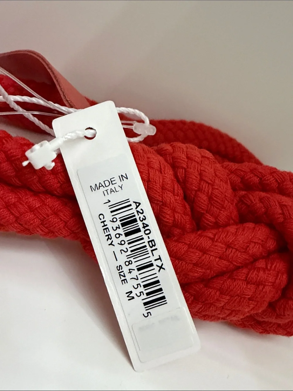 Lafayette 148 New York Red Braided Rope Belt with Metal Toggle